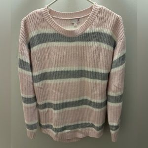 Pink and gray striped sweater